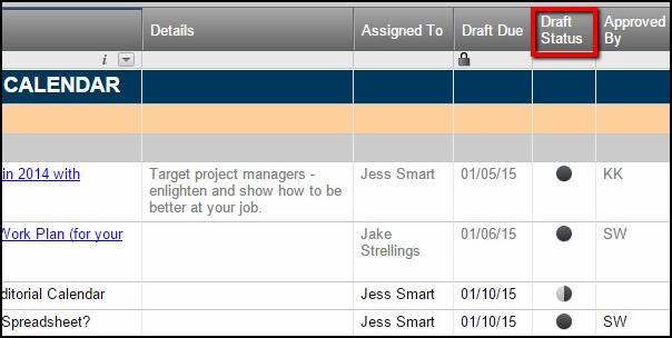 Status tracking in Smartsheet