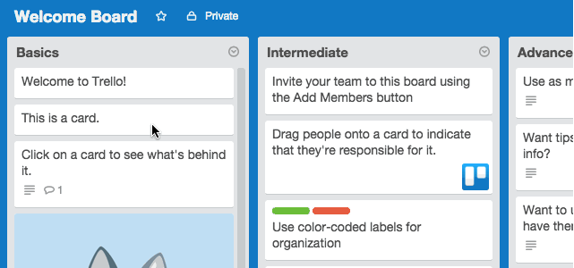 Moving cards between lists with Trello