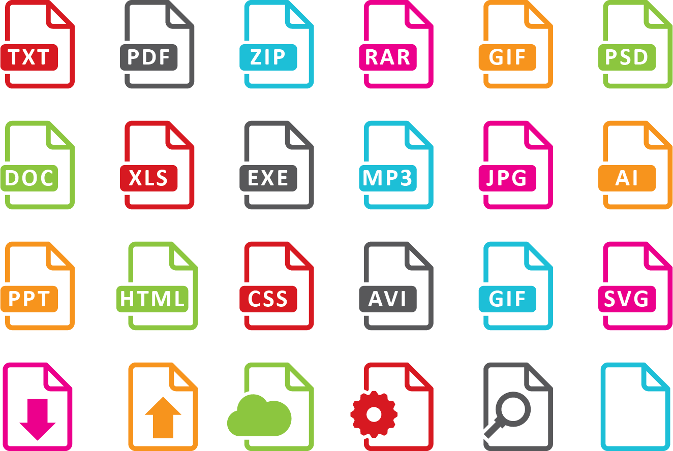 Different types of file type icons
