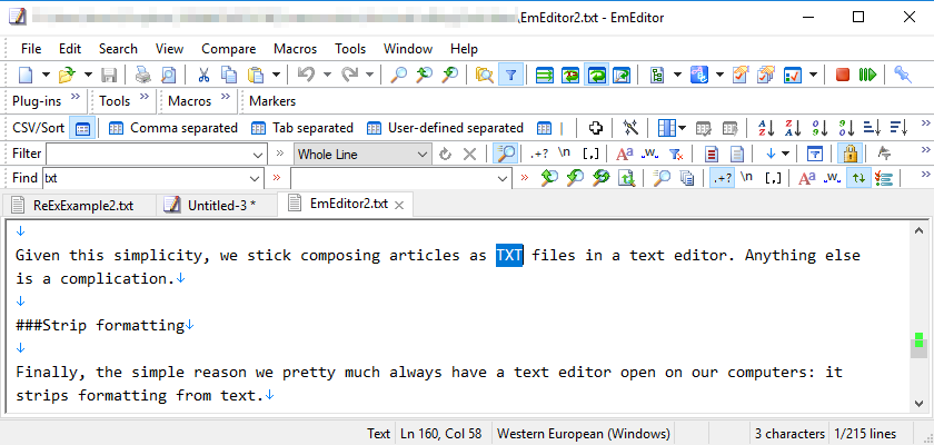 Text Editor Interface EmEditor 
