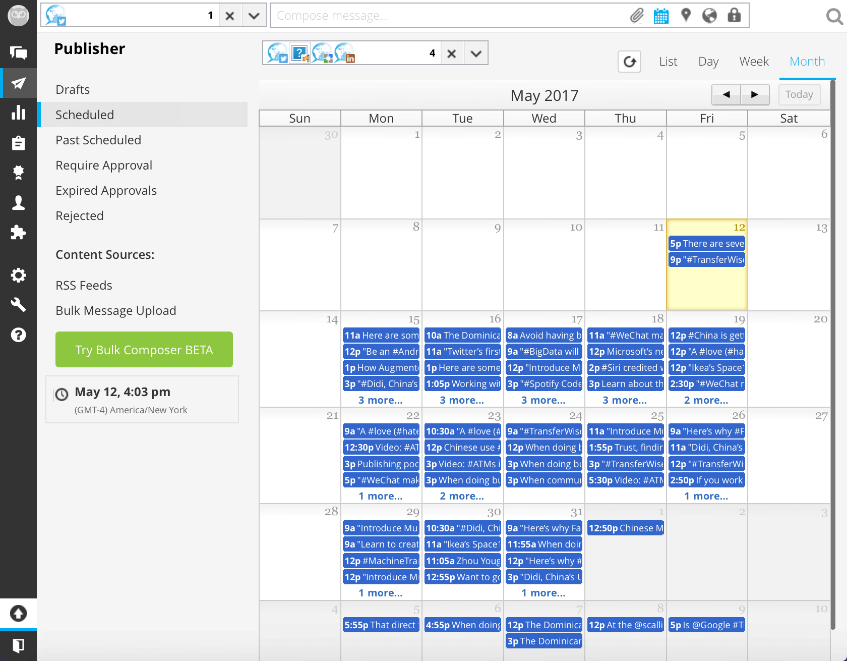 desktop productivity tools for business, Hootsuite calendar view