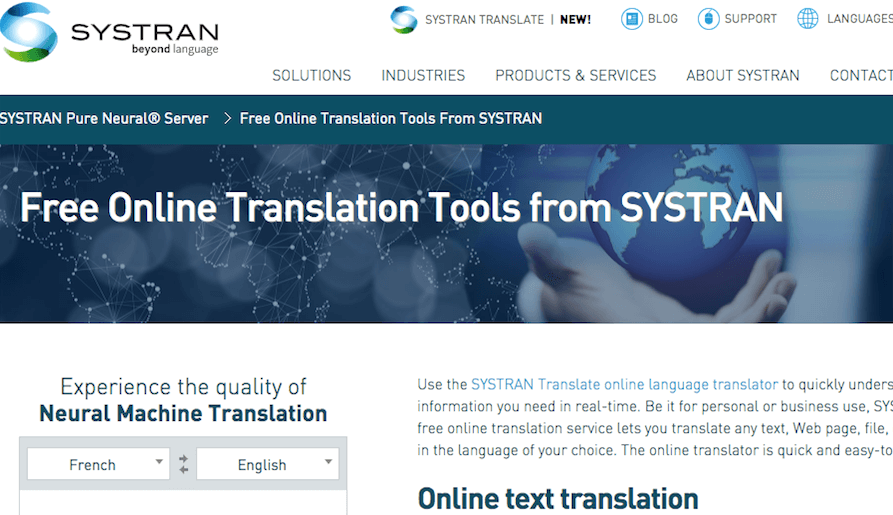 Systran online translation tools for translation professionals