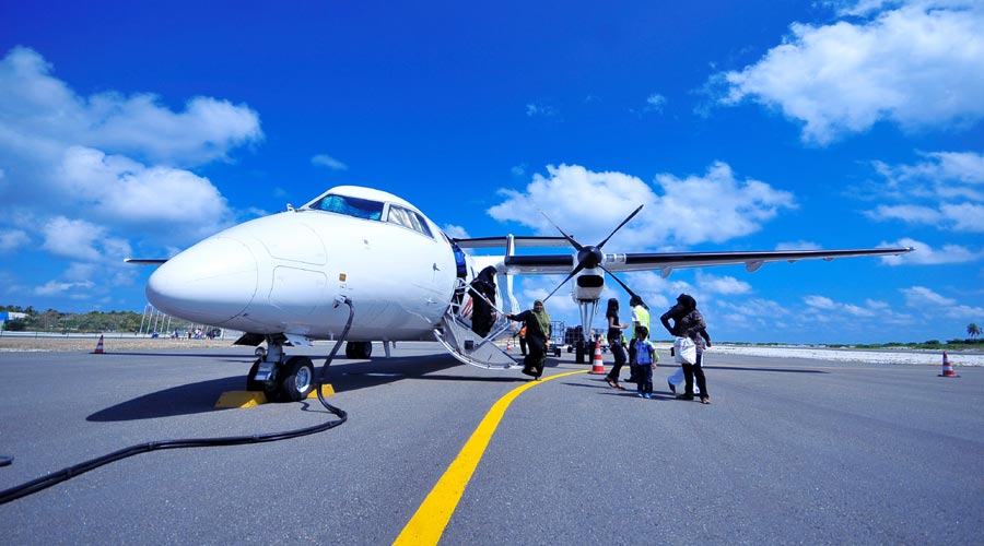 Turboprop charter airplane, passengers