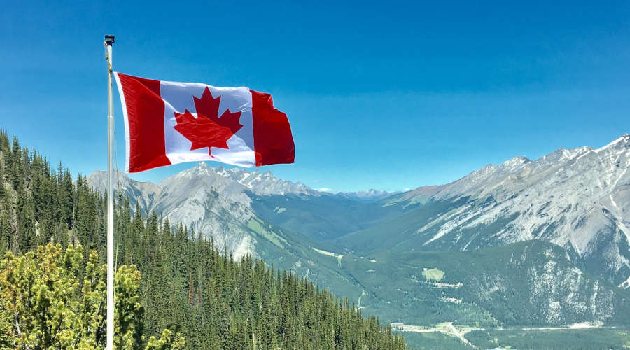 Canada Flag Mountain Scenery
