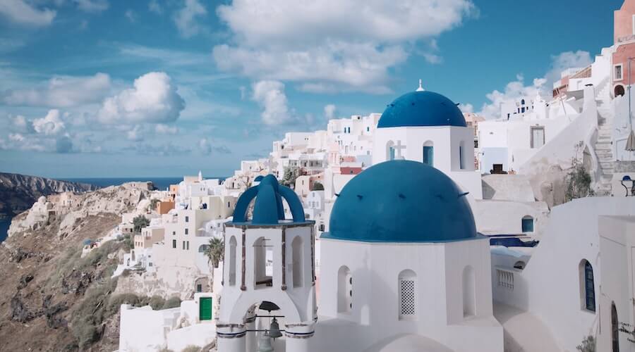 greek town blue and white